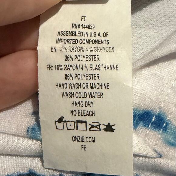 Onzie Women's After Yoga Hoodie M/L White Blue Tie Dye Retro Comfy Cozy NWT - Picture 9 of 9